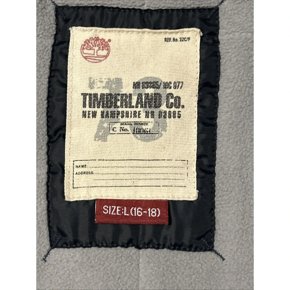Timberland Youth Quited Puffer Jacket Large 16/18 Navy‎ Fleece Lined Zip Pockets